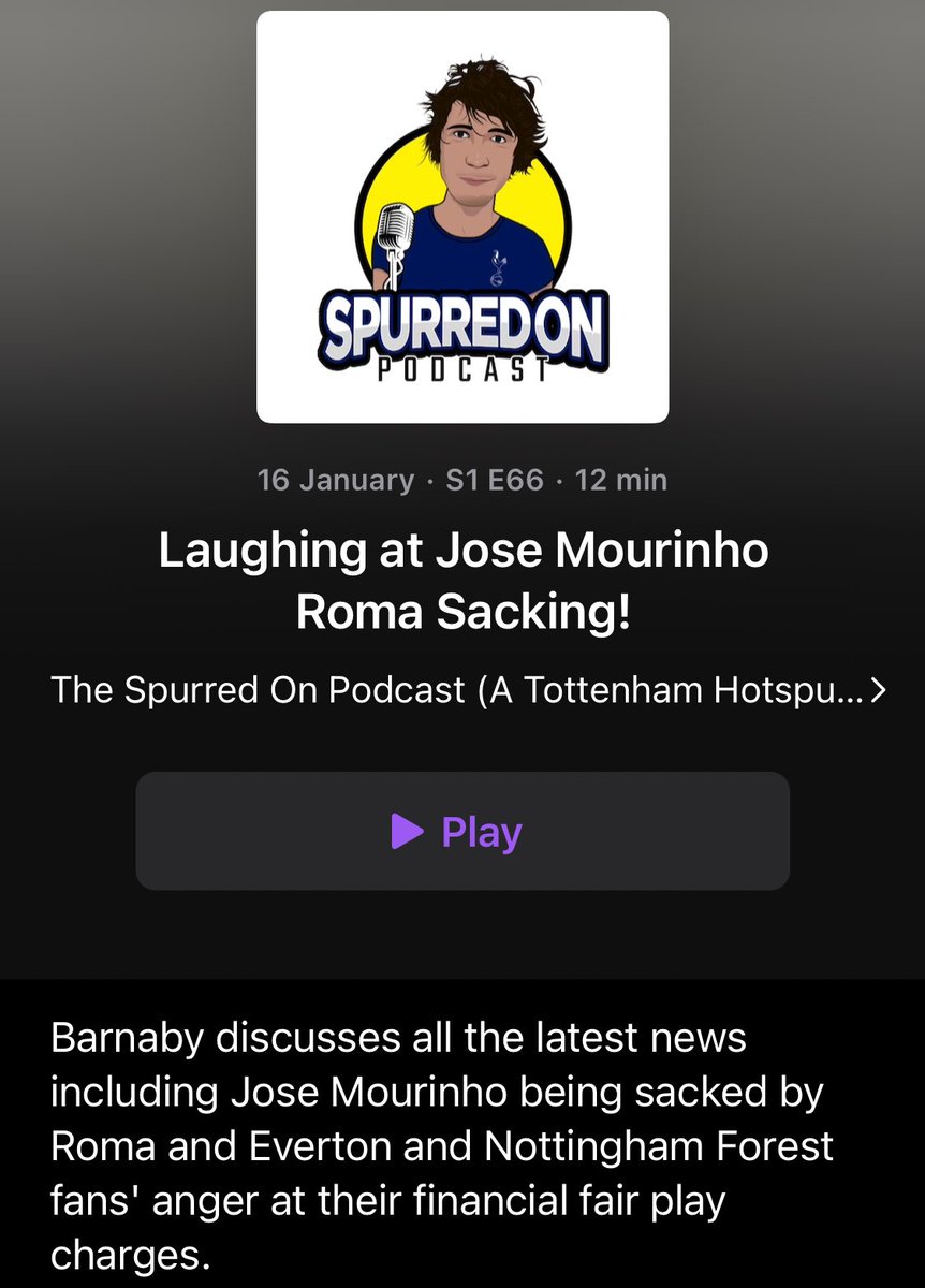 Couldn’t help but laugh at Mourinho and the idiotic Chelsea fans who want him to replace Poch in today’s pod.

🎙️Subscribe on Apple/Google Podcasts or follow on Spotify

podfollow.com/the-spurred-on…

🎥 Watch and subscribe on YouTube here:

youtube.com/@barnabyslater_