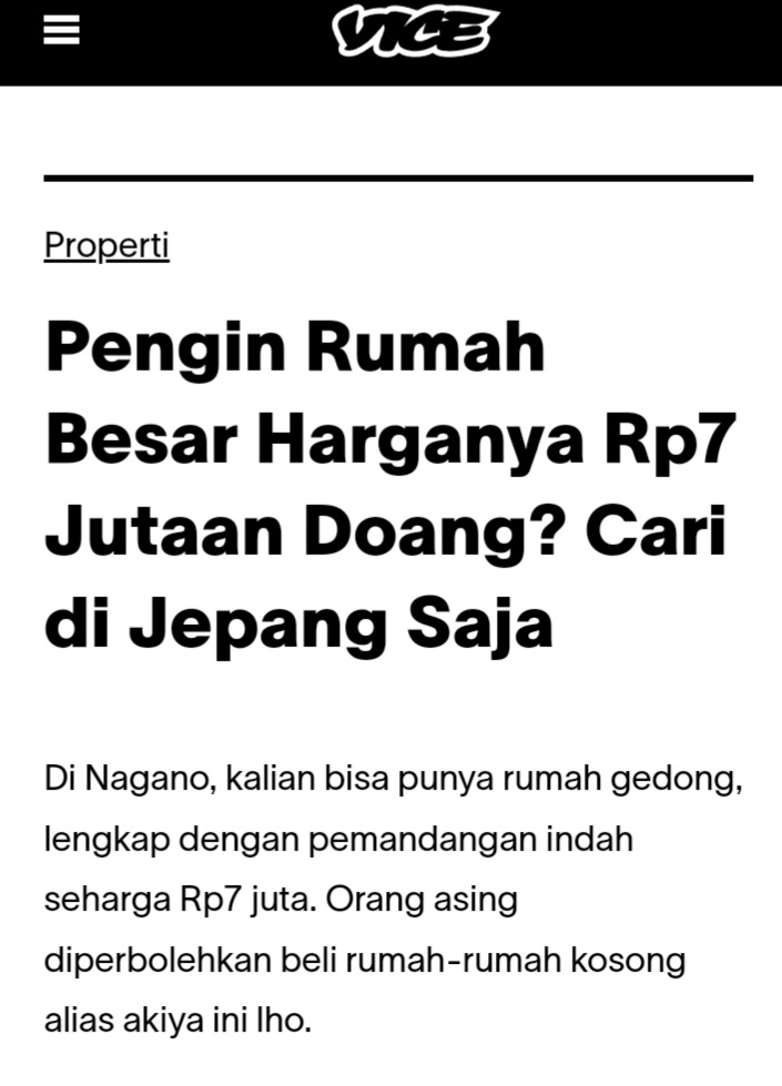Strategi_Bisnis's tweet photo. Rumah ukuran 200M2 hanya Rp 7 jutaan sd Rp 30 jutaan aja? 

Krn bom depopulasi, 10 juta unit rumah di Jepang kosong krn tak ada lagi penghuninya. Dan bs naik jd 20 juta di 2030. 

Tren jutaan rumah kosong akan jg terjadi di Korsel x China. 

Harga rumah pd akhirnya akan nol :) https://t.co/FA0rlsYHj4