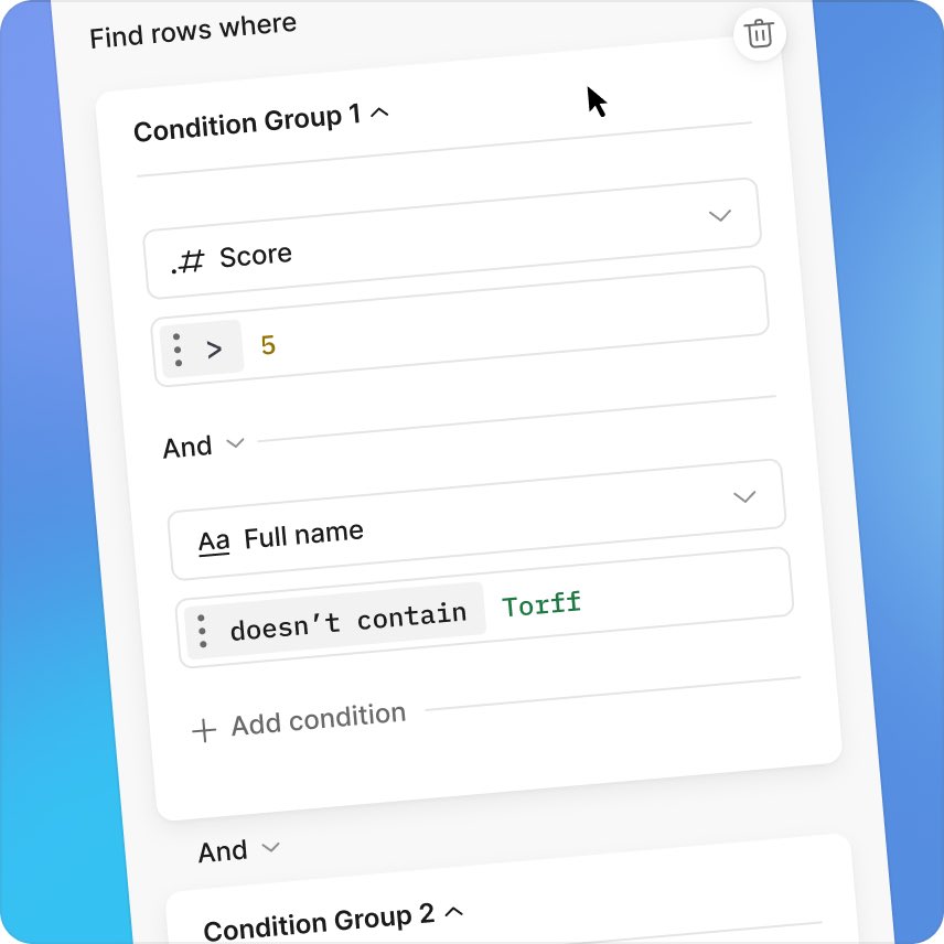 Tabulaio's tweet photo. Tabula updates: 🗂️Group filters 
You can group #filters, put them in bunches, and link these bunches. Doing this helps organize #data in more detailed ways, making it easier to #analyze and work with complex sets of information. https://t.co/A8YfNNrIBW