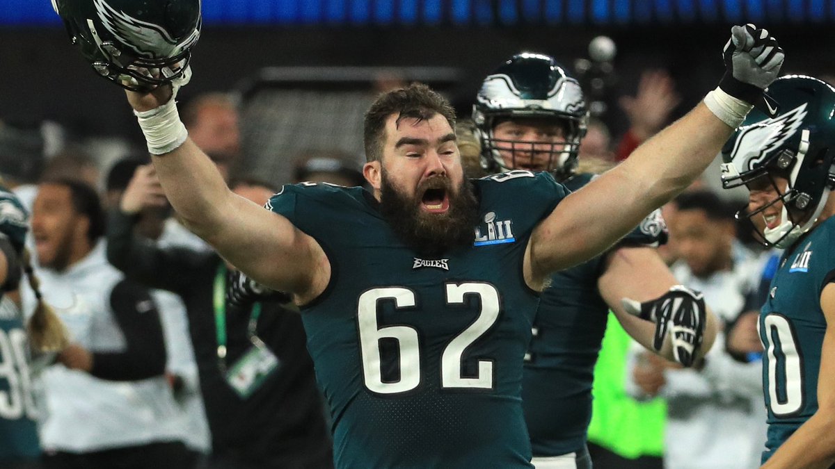 SportsRadioWIP's tweet photo. Eagles future Hall Of Famer Jason Kelce told his teammates postgame that he is retiring, according to @AdamSchefter. 

▪️ 13 seasons (all with Eagles)
▪️ 6x First-Team All-Pro
▪️ 7x Pro Bowler
▪️ Super Bowl champ

All-time legend in Philadelphia forever. Thank you, Jason. ❤️ https://t.co/Zi5RZbrxYp