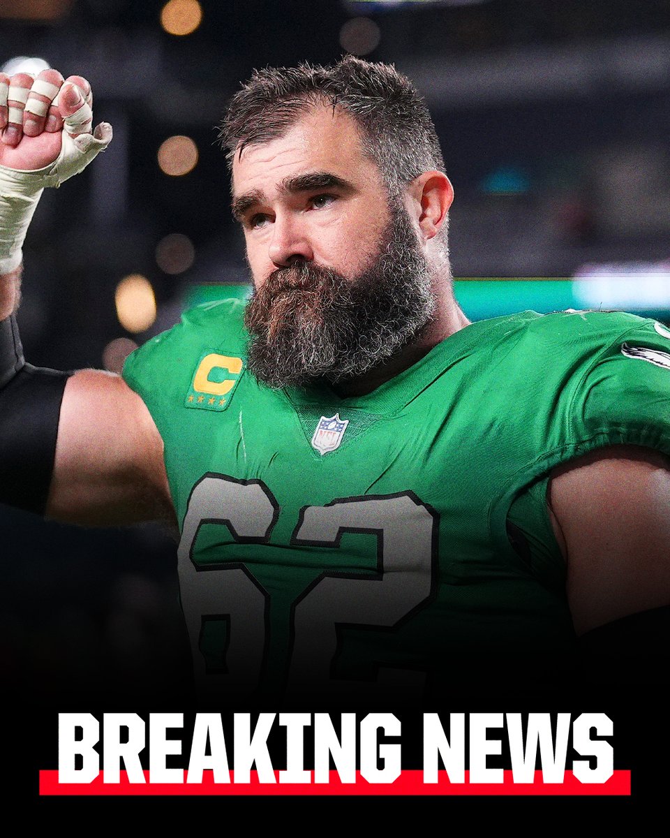 Breaking: Six-time All-Pro and future Hall-of-Fame center Jason Kelce told his Eagles teammates in Monday night’s postgame locker room that he is retiring, sources tell <a href="/AdamSchefter/">Adam Schefter</a>.