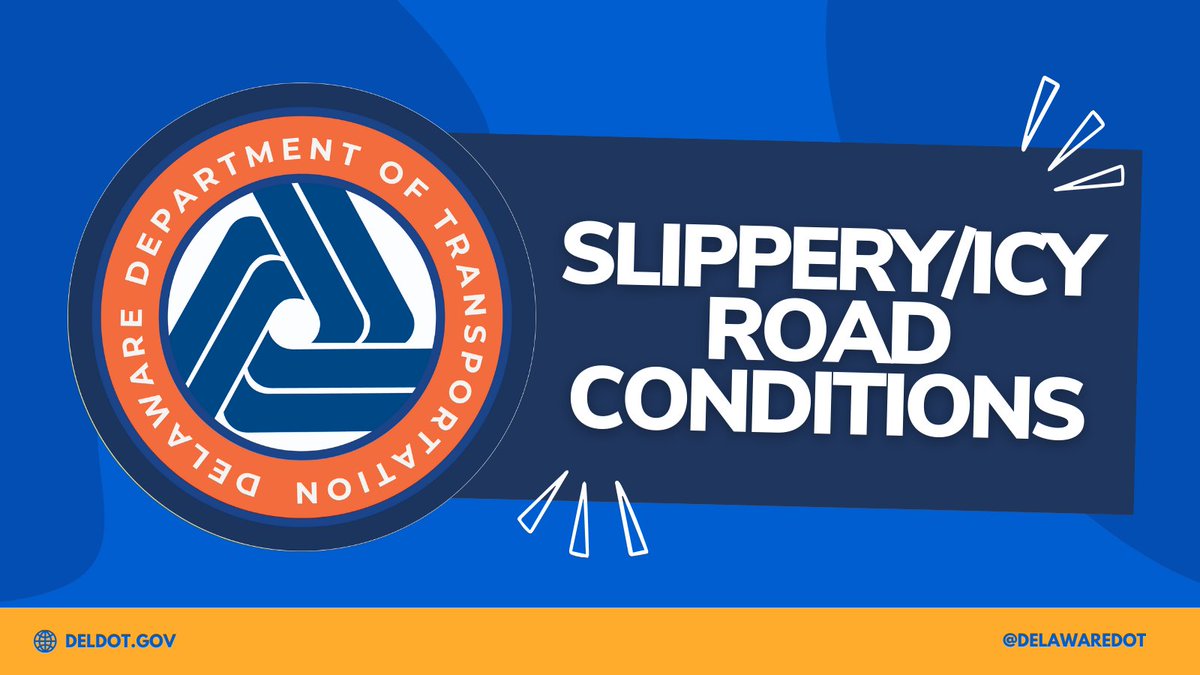 DelawareDOT's tweet photo. ❄️ Winter Storm Update: Slippery/Icy Road Conditions
⚠️ Roadways will be slick today. Get to your destination safely: Give yourself extra time for your commute, clear snow off your vehicle, keep a safe distance between other vehicles and slow down.
#netde #stormde https://t.co/fJYFUe85Sq