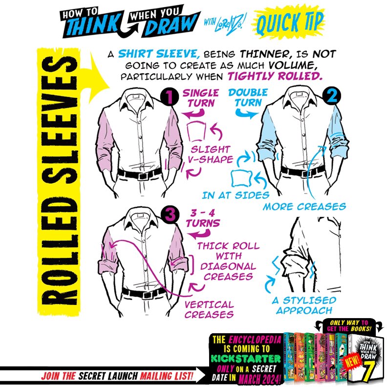 EtheringtonBros's tweet photo. ROLLED SLEEVES for #LEARNUARY, from the How to THINK When You Draw ENCYCLOPEDIA - the world’s ONLY encyclopedia of drawing tutorials, posted up FREE for EVERYONE, FOREVER, with NEW &amp; CLASSIC tutorials coming up EVERY DAY right here :)
#gamedev #manga #conceptart #illustration https://t.co/8DNB2Mymjt