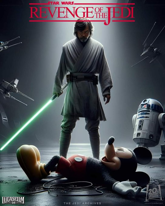 When Luke's had enough of the mouse... Trust me, that Darth Mickey was pure dark-sided evil. He had it
