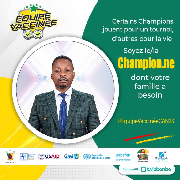 visartculture's tweet photo. Heureux de joindre ma voix à celles des acteurs de la santé pour sensibiliser les populations sur la vaccination. 
#TeamVaccinatedAFCON23
#EquipeVaccineeCAN23
#ShowyourPassion
@USAID
@BreakthroughAC3 https://t.co/DAkgr92VAL