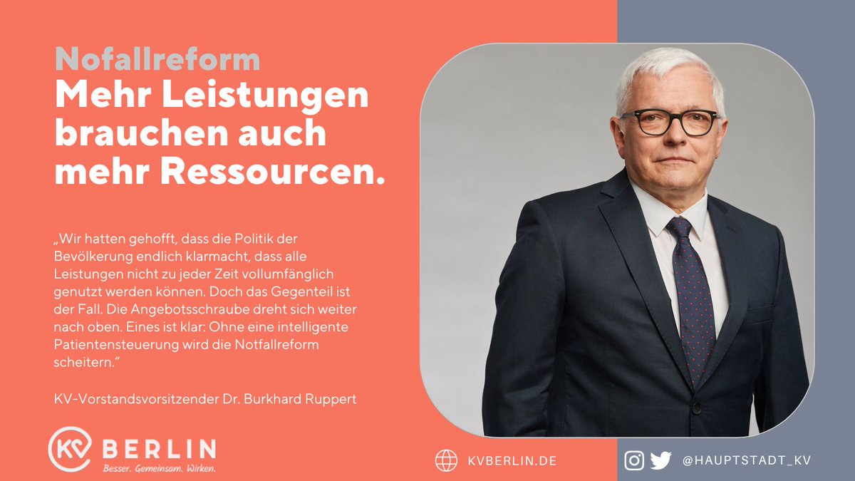 Gute Ansätze, aber da ist noch Luft nach oben. Wo die KV Verbesserungspotential bei der #Notfallreform sieht, gab KV-Chef Ruppert heute Minister @Karl_Lauterbach mit auf den Weg. Mehr in der PM 👉 pulse.ly/b8mfhtdbpx @BMG_Bund