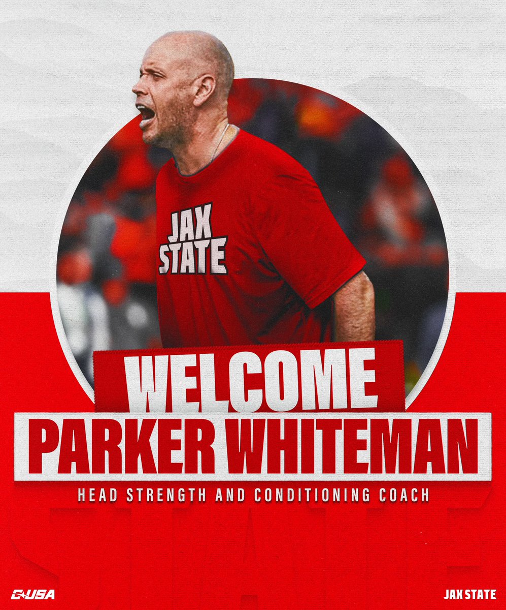 Welcome Coach Parker Whiteman to the Jax State Football Family‼️

<a href="/ParkerWhiteman/">Parker Whiteman</a> 

#HardEdge | #EarnSuccess