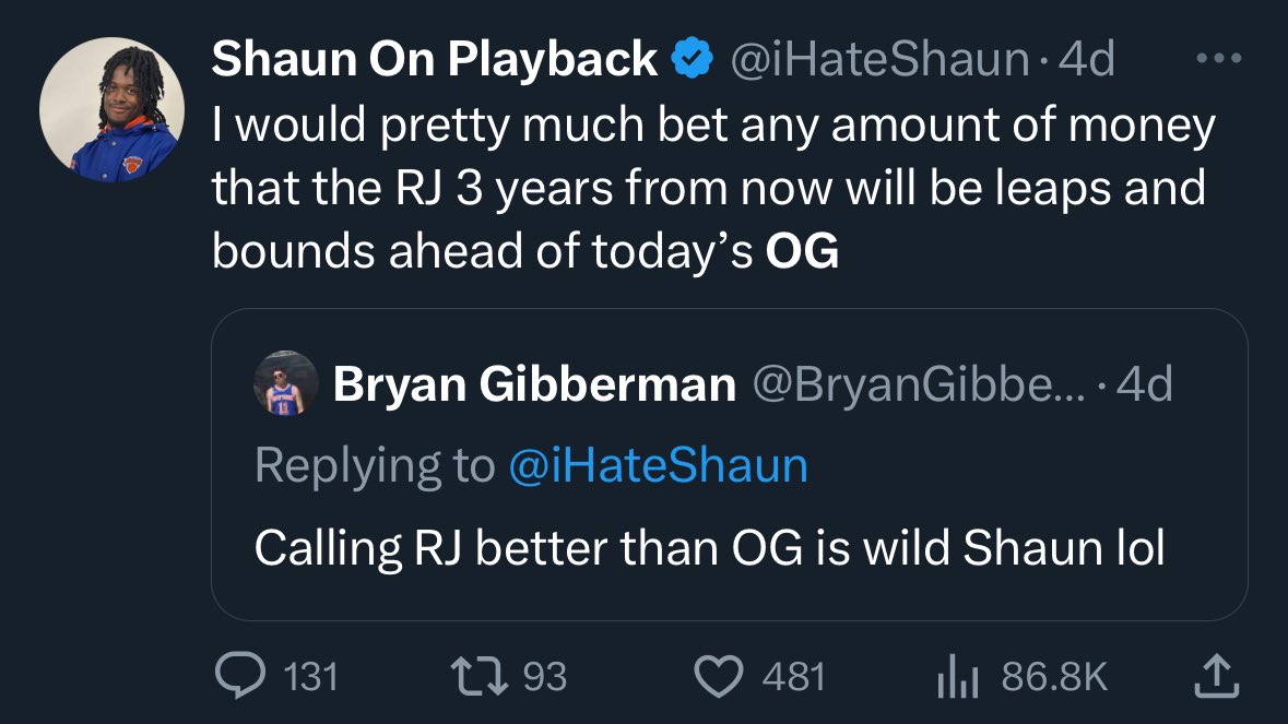 ElMachoPicchu's tweet photo. @iHateShaun You were literally crying and whining like the Knicks ruined their team and acted like OG is a terrible player. But yea #OGHive https://t.co/A7FZppgQOs