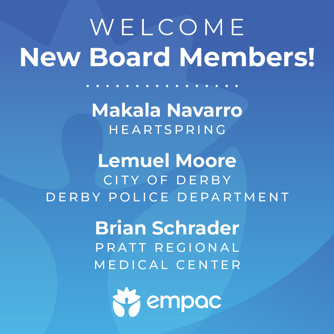 empaceap's tweet photo. Welcome new board members: Makala Navarro, @Heartspring, Lemuel Moore, @derbyks Police Department, &amp; Brian Schrader, Pratt Regional Medical Center. Your expertise in employee engagement &amp; wellness helps us all thrive. Learn more about our stellar board: https://t.co/NiCo18WPWC. https://t.co/P1i4xnDIJ8