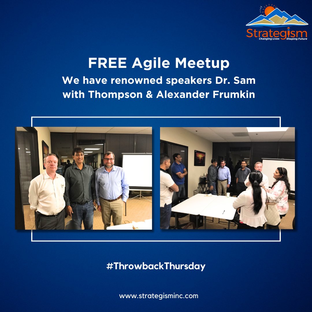 strategisminc's tweet image. Agile meetups are a great way for professionals and enthusiasts to come together, share experiences, and learn from each other. It&apos;s wonderful that the event took place successfully in Fremont, California. #ThrowbackThursday 
:
#agilemeetup #drsamswapn #thompson #alexanderfrumkin