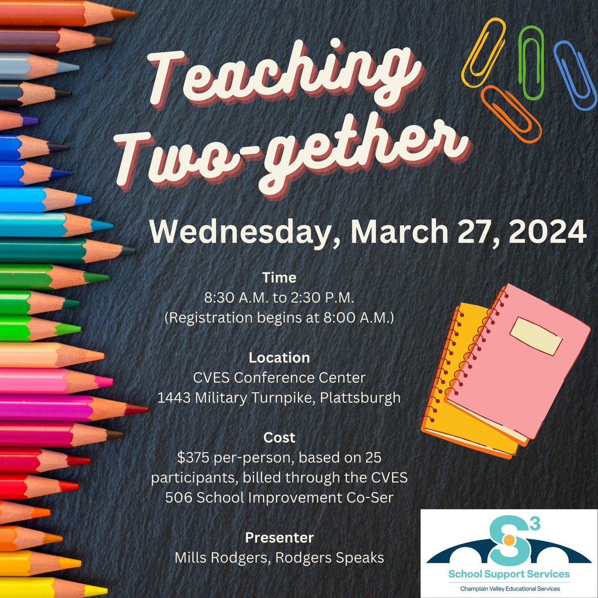 Are you a teacher involved in a co-teaching model at any level? Register now for Teaching Two-Gether here: cves.org/event/teaching…