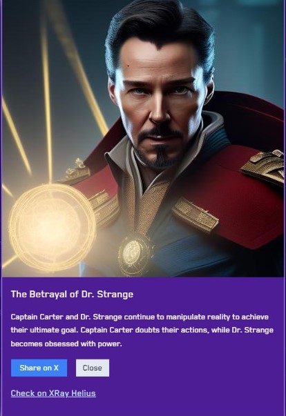 hrishikesh_ai's tweet photo. Dark side of Dr. Strange 💀

Played 'The Betrayal of Dr. Strange' at https://t.co/vR2d5jR22V and claimed this NFT!
Craft your own story now 👾
https://t.co/ZPFyaW877N 

@retronexusworld - Next Generation RPG https://t.co/ecWinXxqOo