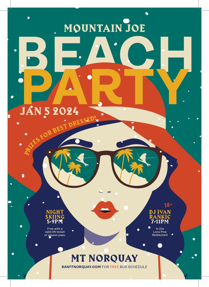 Mountain Joe is bringing the beach party to Norquay!  Get ready for a night of energized fun and adventure where you can ski under the stars and dance to the best beats from a live DJ. Come dressed to impress in your best beach outfit because there are prizes to be won!