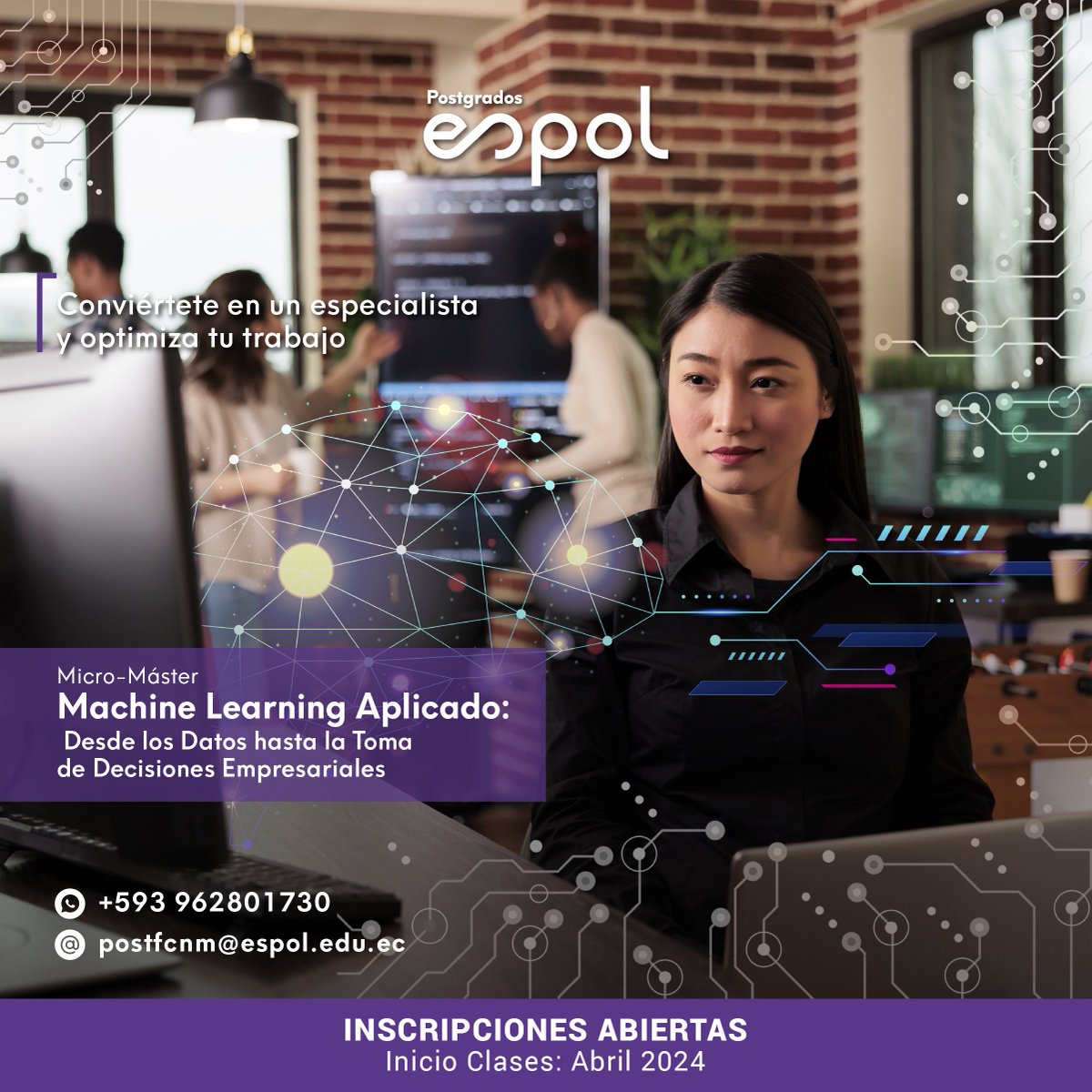 FCNM_Espol's tweet photo. ¡Obtén más oportunidades con educación a la vanguardia!

Aprende las herramientas necesarias para cambiar tu futuro y el de tu negocio en  nuestro Micro-Máster “Machine Learning Aplicado: Desde los datos hasta la toma de decisiones empresariales”

¡Inscripciones abiertas! https://t.co/X4Ksj0oSHN