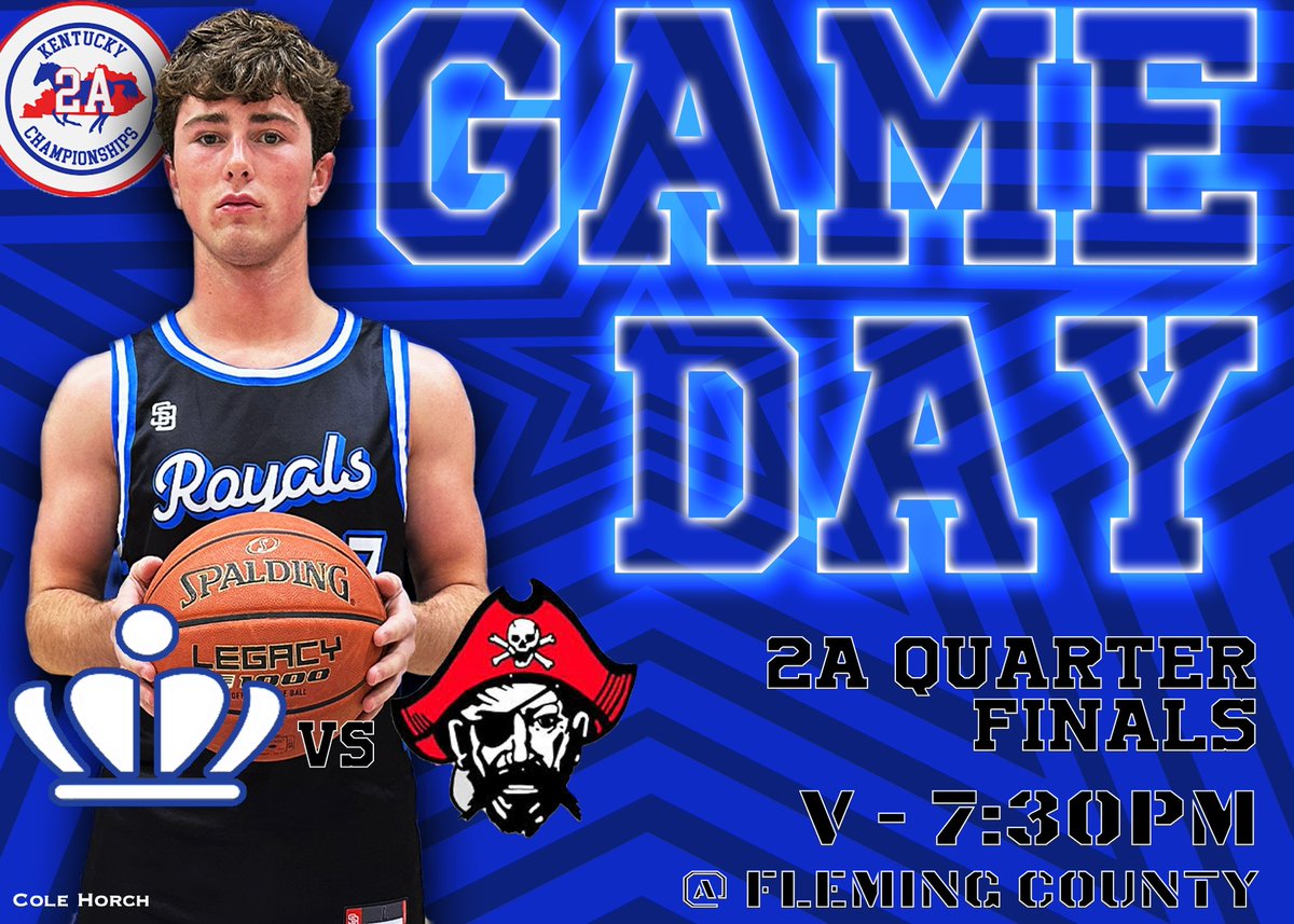 MCRoyalsBBall's tweet photo. ππ΅βͺοΈ GAMEDAY βͺοΈπ΅π
Royals go to Fleming Co to play Powell Co in the quarter finals of the Section 6 tournament.
π - 2A Section 6
π - vs Powell Co
β° - G/B @ 6/7:30
π - Flemingsburg, KY
π» - @WFTMRadio l @tscaggswftm
#TogetherWeWin #RoyalNation #RoadToRupp #2AState https://t.co/GwDNUAlUSO