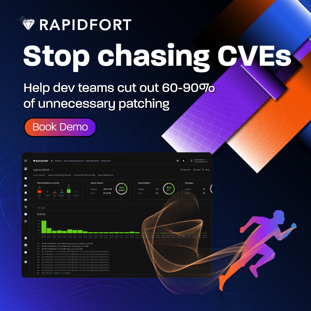 RapidFortInc's tweet image. Want to elevate your #SoftwareSecurity game? Our #SASM platform combines #RuntimeProtection with automated remediation so security teams can trace application flow in runtime, pinpoint vulnerabilities and mitigate them automatically. Get a demo today: rapidfort.com/get-a-demo