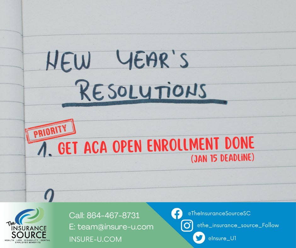 Make your health a top priority in 2024 by adding ACA Open Enrollment to your resolutions. Secure your coverage before the deadline and start the year with a commitment to your well-being! 

Get Quote Online: Insure-u.com
Or Call (864) 467-8738