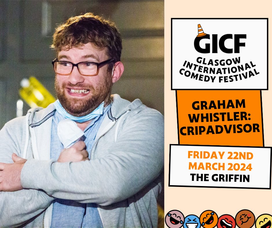 GlasgowComedy's tweet photo. Our ✨GICF 2024✨ Featured Show of the Day

🤩 Graham Whistler: Cripadvisor
🗓️ Friday 22nd - Sunday 24th March 2024
📍 The Griffin
🎟️ https://t.co/jj69GAxfqF https://t.co/26IFyzIhGa