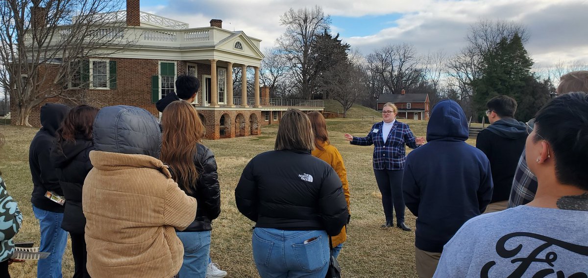 Center4Politics's tweet photo. Our VA Politics and Govt. class is studying in Virginia's historic Southside region today. First stop, Jefferson's octagonal retreat named "Poplar Forest". The house is amazing but the outdoor privies captured the imagination of the students. #Jterm2024 https://t.co/hNAVlMT2XR