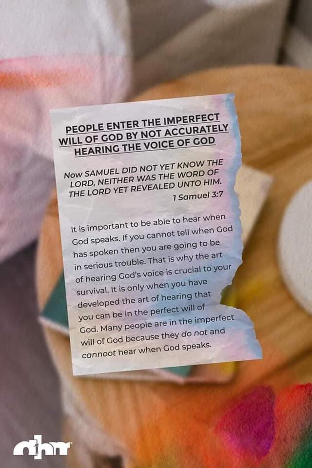 BPrinceSamuel's tweet image. When you are in the imperfect will of God, God is not really pleased with you. He is just accommodating you, being patient with you and giving you time to repent. 

The Art of Hearing 

All books are available on daghewardmillsbooks.org. 

#DHMM #BDHM #daghewardmillsbooks