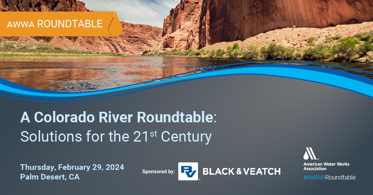 Discover what we all can learn from facing challenges in #ColoradoRiver Basin: #drought, #ClimateChange &amp; more.

A Colorado River Roundtable - Solutions for the 21st Century
-Feb. 29, 2024, UC Riverside-Palm Desert Center
-Sponsor: <a href="/Black_Veatch/">Black_Veatch</a>

Register: news.awwa.org/3S8FiQ0