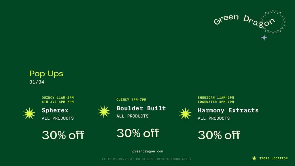 GreenDragon_CO's tweet image. 🚨THURSDAY POP-UPS🚨
@spherexcolorado
#BoulderBuilt
@harmonyextracts

Details 👇👇👇
l8r.it/18HS