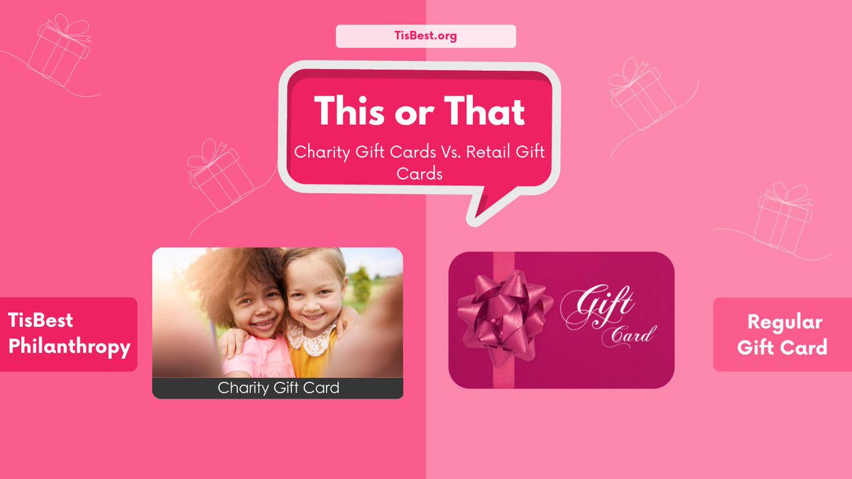 TisBest Philanthropy (@tisbest) on Twitter photo Retail gift cards are great, but have you heard of #CharityGiftCards? 100% goes to charity, no hidden fees, plus, all charities are registered through the IRS ensuring your money goes to the right place. Retail gift cards are great, but have you heard of #CharityGiftCards? 100% goes to charity, no hidden fees, plus, all charities are registered through the IRS ensuring your money goes to the right place.