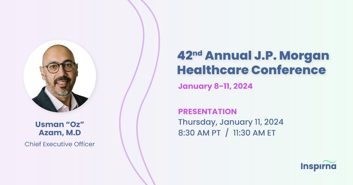 inspirna's tweet photo. Looking forward to #JPM24, where Inspirna CEO, Usman “Oz” Azam, M.D. will present on our proprietary discovery platform, miRNA-DRIVEr, which reveals new cancer drivers through microRNA profiling. More details: https://t.co/cKEkX0y44y https://t.co/fhYgLKooW1