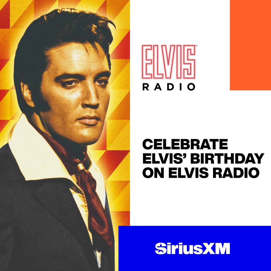 ElvisPresley's tweet photo. Join @siriusxmelvis to celebrate Elvis Presley's 89th birthday with an 89-hour marathon of his iconic concerts, starting January 5 at 12pm ET and lasting until January 9 at 5am ET. 

Learn more here: https://t.co/XMZYv6PN0b

@VisitGraceland 
@SIRIUSXM https://t.co/7dctk3soZb