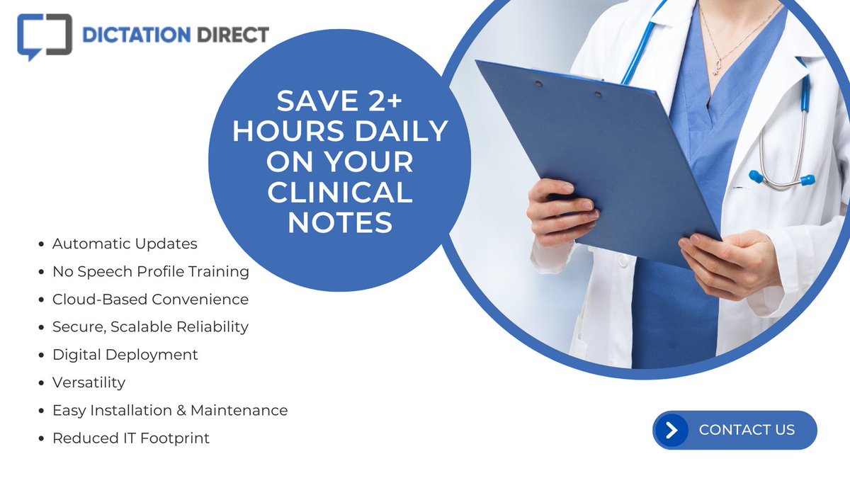 DictationDirect's tweet photo. Is your new years resolution to save time? Be home earlier? Let us show you how dictating your clinical documentation with Dragon Medical One can help you achieve just that! https://t.co/0gVSHEcjYe https://t.co/mC5b6Wm566