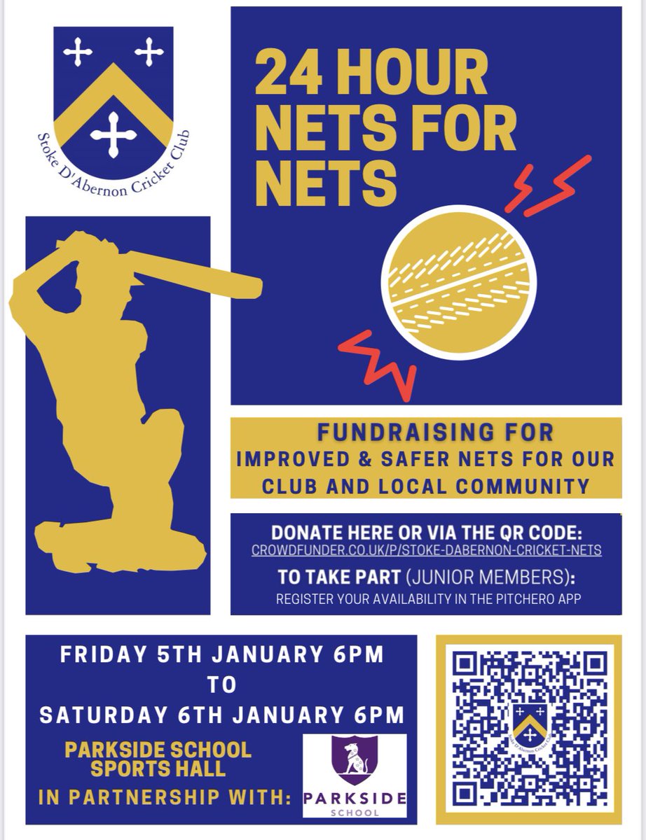 Starting in 24 hours time our senior &amp; junior members, parents, coaches and other keen supporters will begin 24 continuous hours of cricket to raise awareness of our funding for the renovation of our nets.

See thread…