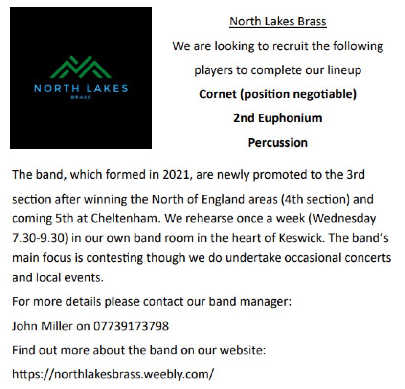 A great opportunity to join our band!