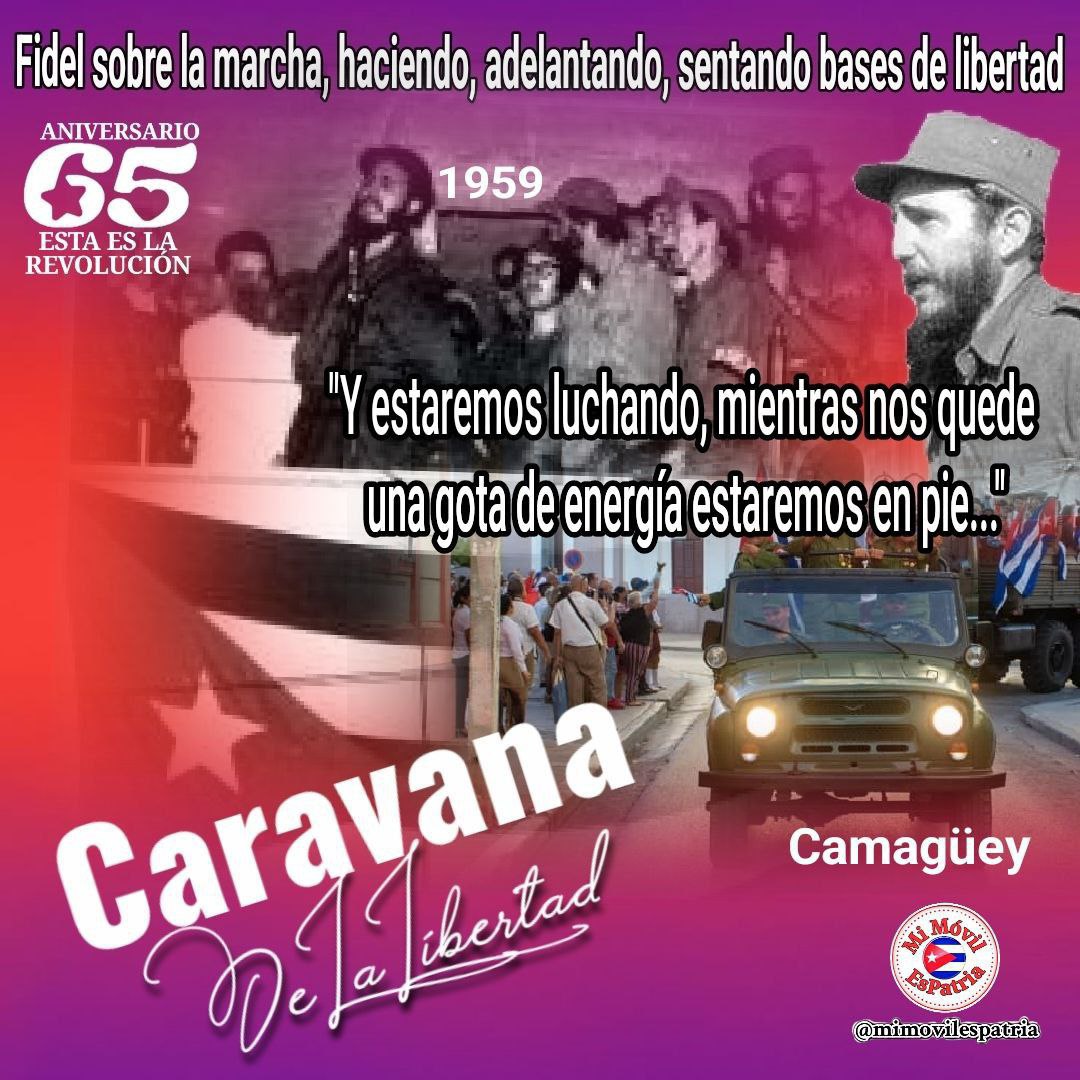 El 4/1/1959 desde un balcón, en el parque Agramonte, #Fidel se dirige al pueblo camagüeyano "Siete años de tiranía han enseñado mucho a nuestro pueblo(...) sobre todo, que nuestras libertades no podemos nunca más perderlas de nuevo."
#CaravanaDeLaVictoria
#MiMóvilEsPatria