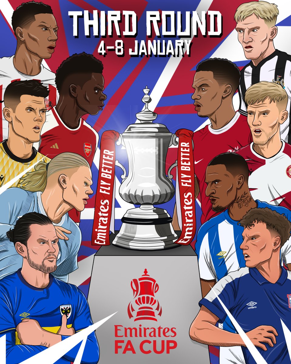 The #EmiratesFACup third round is here! 🤩

Which clash are you most excited for? 🔥

🎨 <a href="/chrcordeiro/">Christian Cordeiro</a>