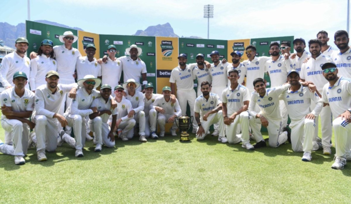 MuqtedarKhan's tweet photo. Congratulations #IndianCricketTeam to winning the test match on a minefield and levelling the series. Great start to 2024. Inshallah this time T20WC Win! #INDvsSA #INDvSA https://t.co/iMzylQt91o