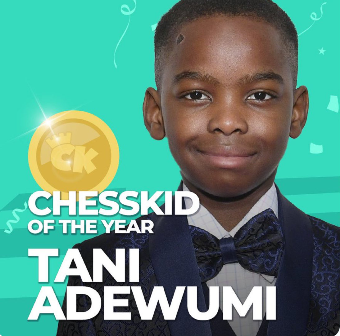 Wow! Thank you ⁦@ChessKidcom⁩ @chesscom to count me worthy as ChessKid of the year. I will do more! My family and I do appreciate it. Our God is good.