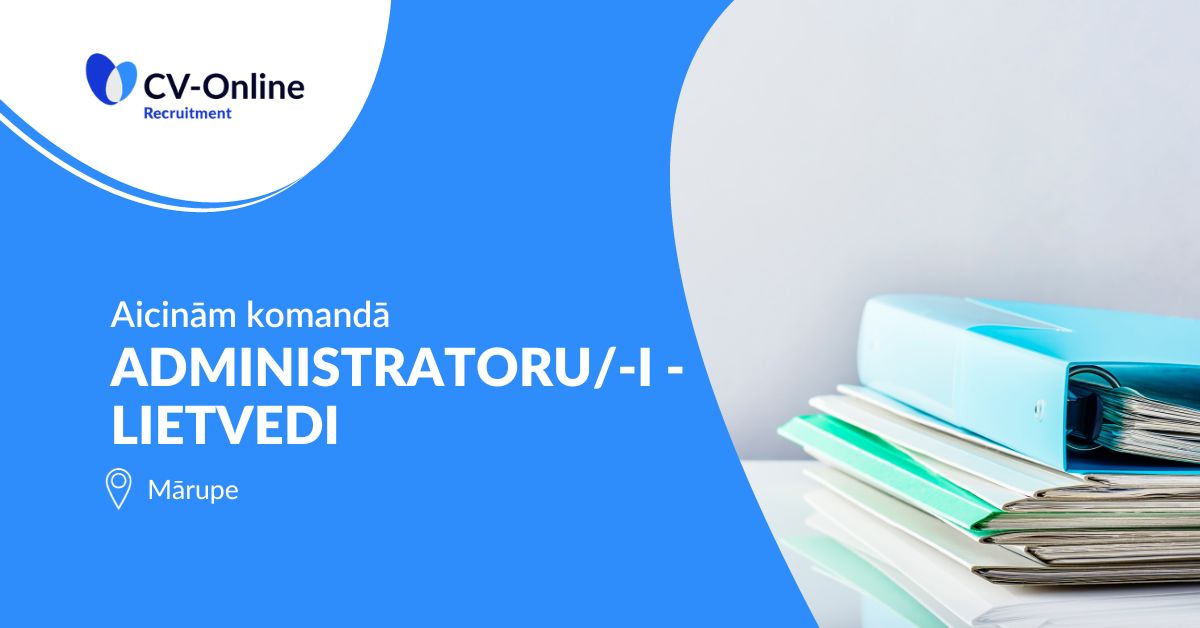 CV-Online Latvia klients aicina darbā ADMINISTRATORU/-I - LIETVEDI! Ja Tev ir vismaz 2 gadu pieredze administratīvā darbā dokumentu pārvaldības un personāla vadības jomā, piesakies vakancei te: bit.ly/41Oxnu0