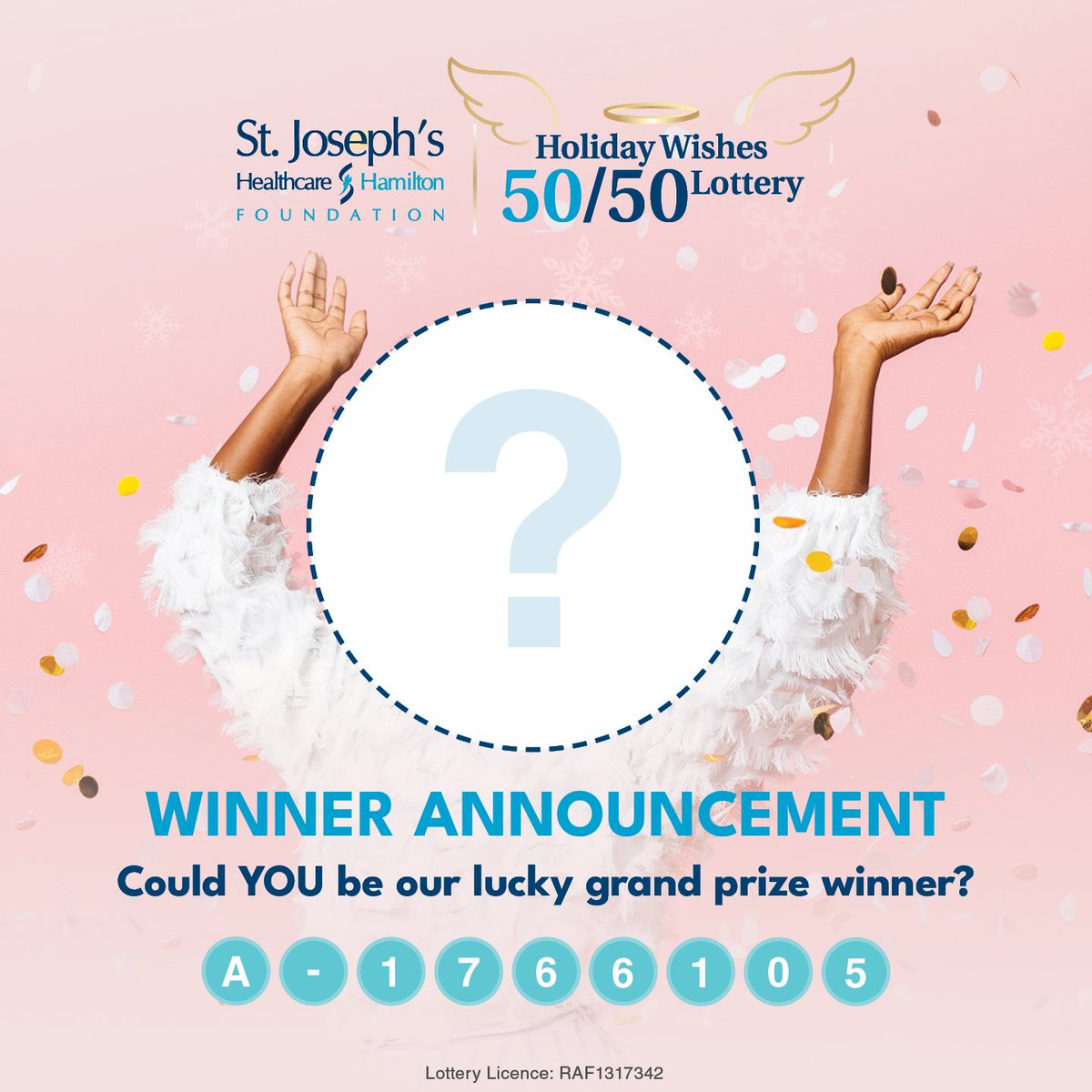 StJoesHamilton's tweet photo. A BIG congratulations to our GRAND PRIZE WINNER 🎟️ A-1766105 who is starting their new year with a cool $27,735! 💰🎉 The remaining half of ticket sales will help to support surgical robotics at our Hospital. Thanks to everyone for playing our Holiday Wishes 50/50 Lottery! 🙏❤️ https://t.co/uAqVUuKsdv