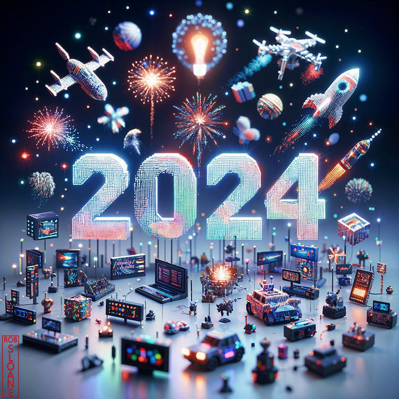 treatdao's tweet photo. Love, blessings and abundance for all of us in #2024 💖 ✨ Have a great day and a great #year 💃🏻 Art by @RobSloane3 🎨 https://t.co/Law92bwPET