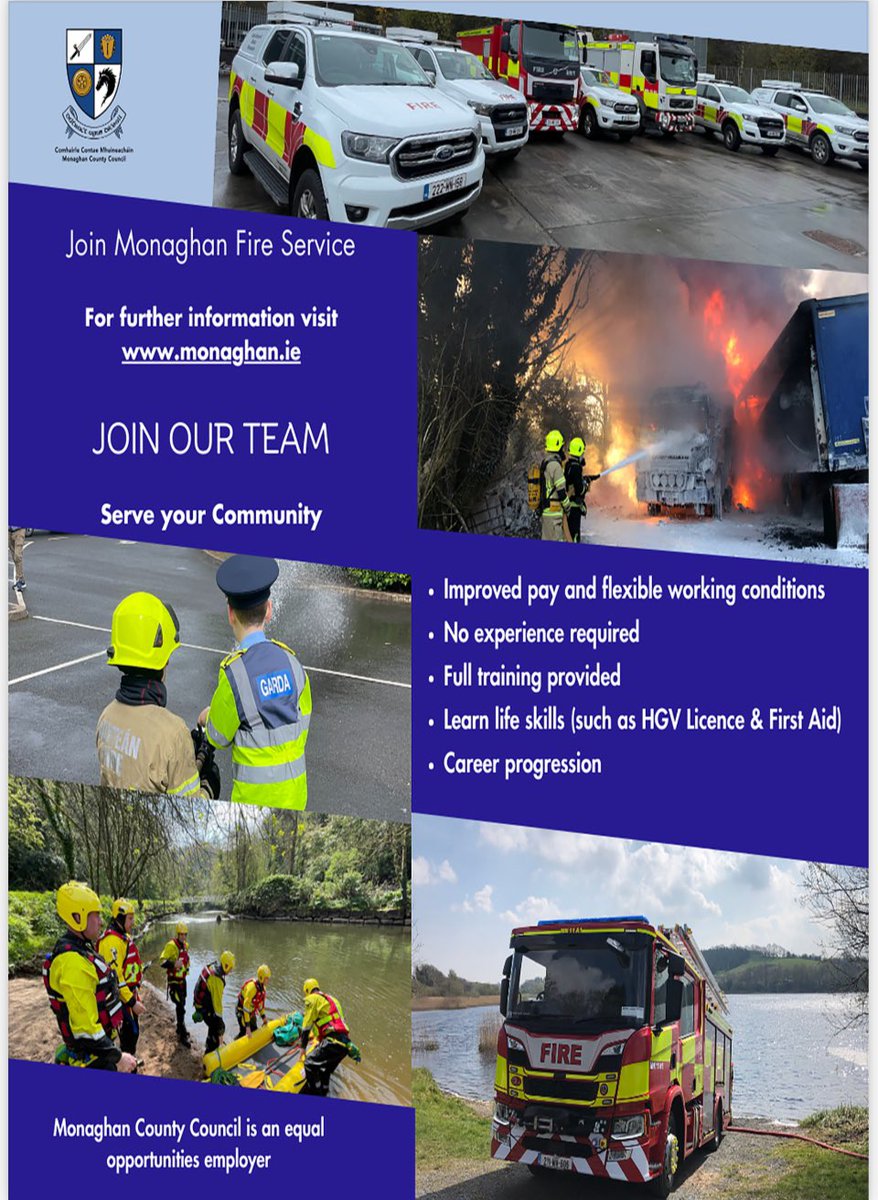 Interested Candidates are invited to visit any of the Fire Stations on the following dates between 7.30pm - 9.00pm 15th Jan Carrickmacross 16th Jan Monaghan 17th Jan Clones, 22nd Jan Castleblayney 23rd Jan Ballybay