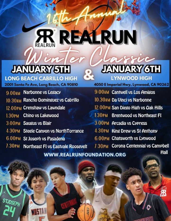 Tons of high level HS 🏀talent on display this weekend across the Southland. The Real Run Winter Classic is one to check out. Some hitters in the lineup for sure. @realrun