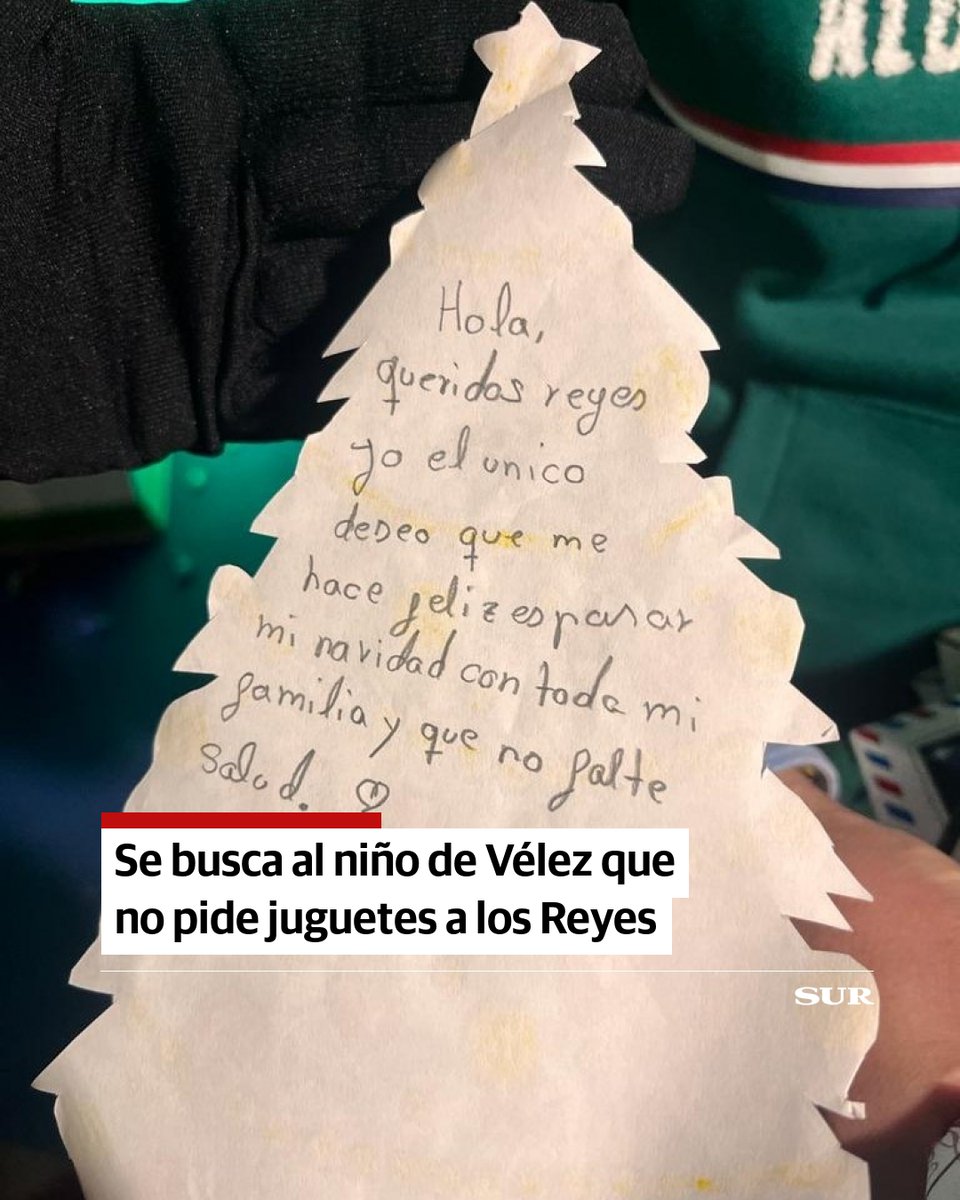 🔎 Se busca a un niño de #VélezMálaga que no pide juguetes en su carta: «Pasar la #Navidad con mi familia y que no falte salud». <a href="/AytoVLZ/">Ayto Vélez-Málaga</a> hace un llamamiento para localizar al autor. ¡Comparte y que los #ReyesMagos hagan su magia! 🪄

Más datos aquí diariosur.es/axarquia/emoti…