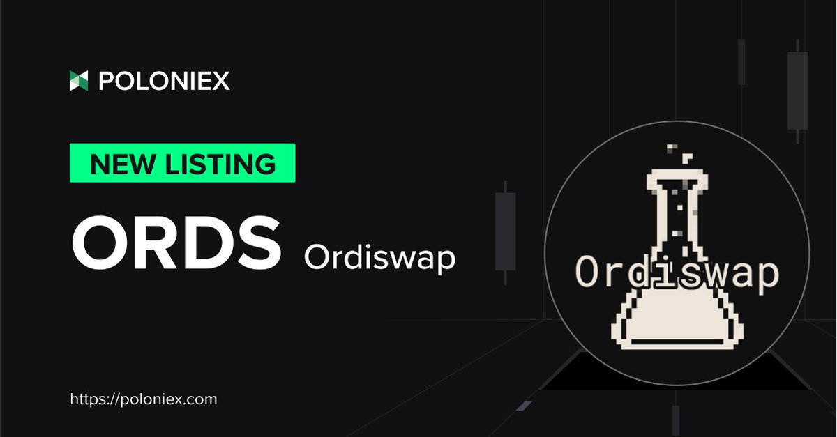 Poloniex's tweet photo. 🚀 Poloniex New Listing: $ORDS @OrdiswapLabs

✅ Deposit open on Jan 5th, 06:00 (UTC)

✅ Jan 5th (UTC), Post-only mode enable on 06:00 &amp; Full trading enable on 07:00

Details:
https://t.co/7n5e15gxhT https://t.co/7dwOkb48iI