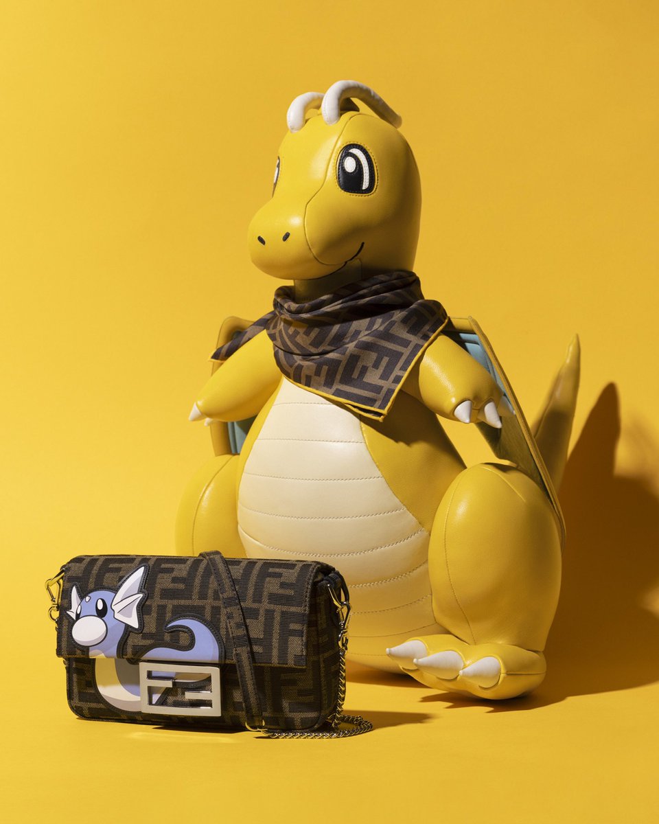 The #FendiBaguette comes together with Dratini in #FendiFRGMTPokemon while Dragonite is crafted by the expert hands of Fendi's artisans, a testament to the craftsmanship and fun intertwined in Fendi DNA, requiring over 30 hours of work.

The collection is now available in select
