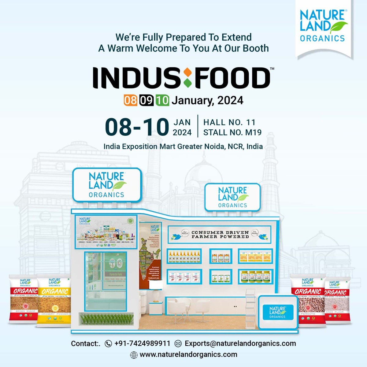 Naturelandorg's tweet photo. Do not miss us!
Hey there! If you are visiting Indus Food this Monday do not forget to stop at our stall to experience the authenticity of the flavour of nature.  Spread across PAN India we deal in a range of grocery  products that are certified organic and prepared on our farms. https://t.co/1Bac08Fwv9