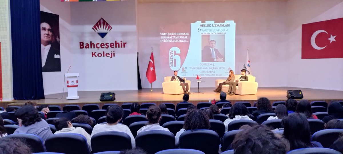 BahcesehirSivas's tweet photo. #Master6 programı kapsamında Meslek Uzmanları ile Kariyer Söyleşilerimizde GÖKLER A.Ş. Yönetim  Kurulu Başkanı Göksel ARAS’ı  ağırlamaktan mutluluk duyduk. Kendisine değerli birikimlerini öğrencilerimizle paylaştığı ve ilham olduğu için teşekkür ederiz. ❤️💙
#SıraSende https://t.co/T1qEBG1T3f