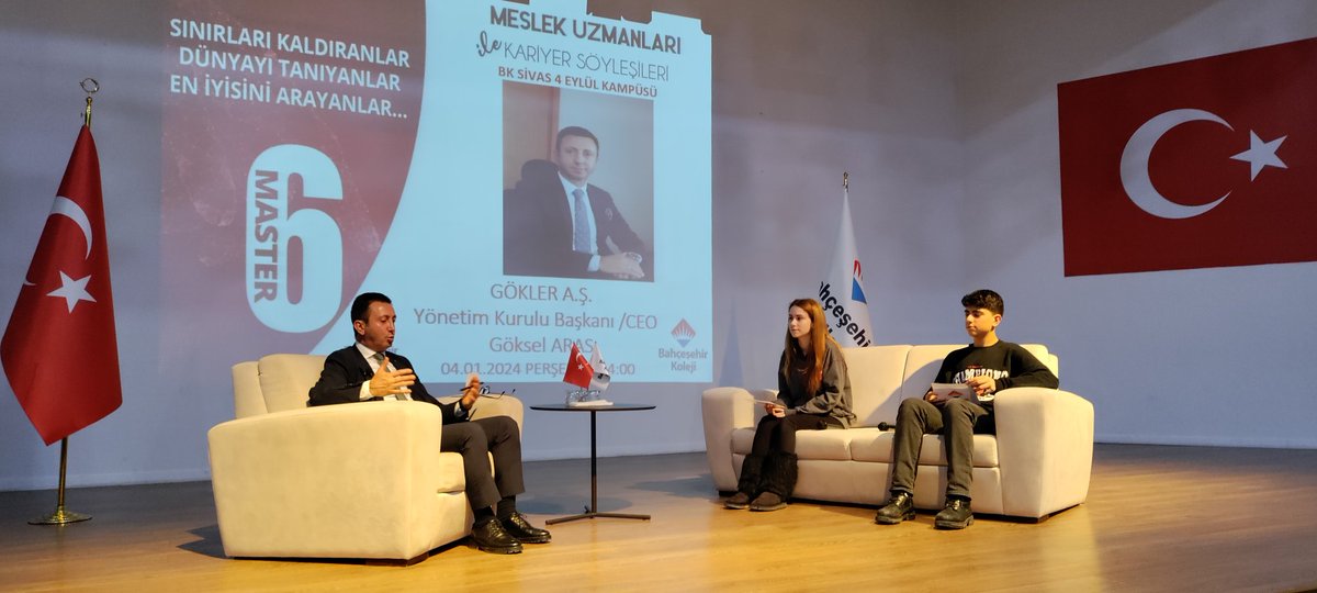 BahcesehirSivas's tweet photo. #Master6 programı kapsamında Meslek Uzmanları ile Kariyer Söyleşilerimizde GÖKLER A.Ş. Yönetim  Kurulu Başkanı Göksel ARAS’ı  ağırlamaktan mutluluk duyduk. Kendisine değerli birikimlerini öğrencilerimizle paylaştığı ve ilham olduğu için teşekkür ederiz. ❤️💙
#SıraSende https://t.co/T1qEBG1T3f