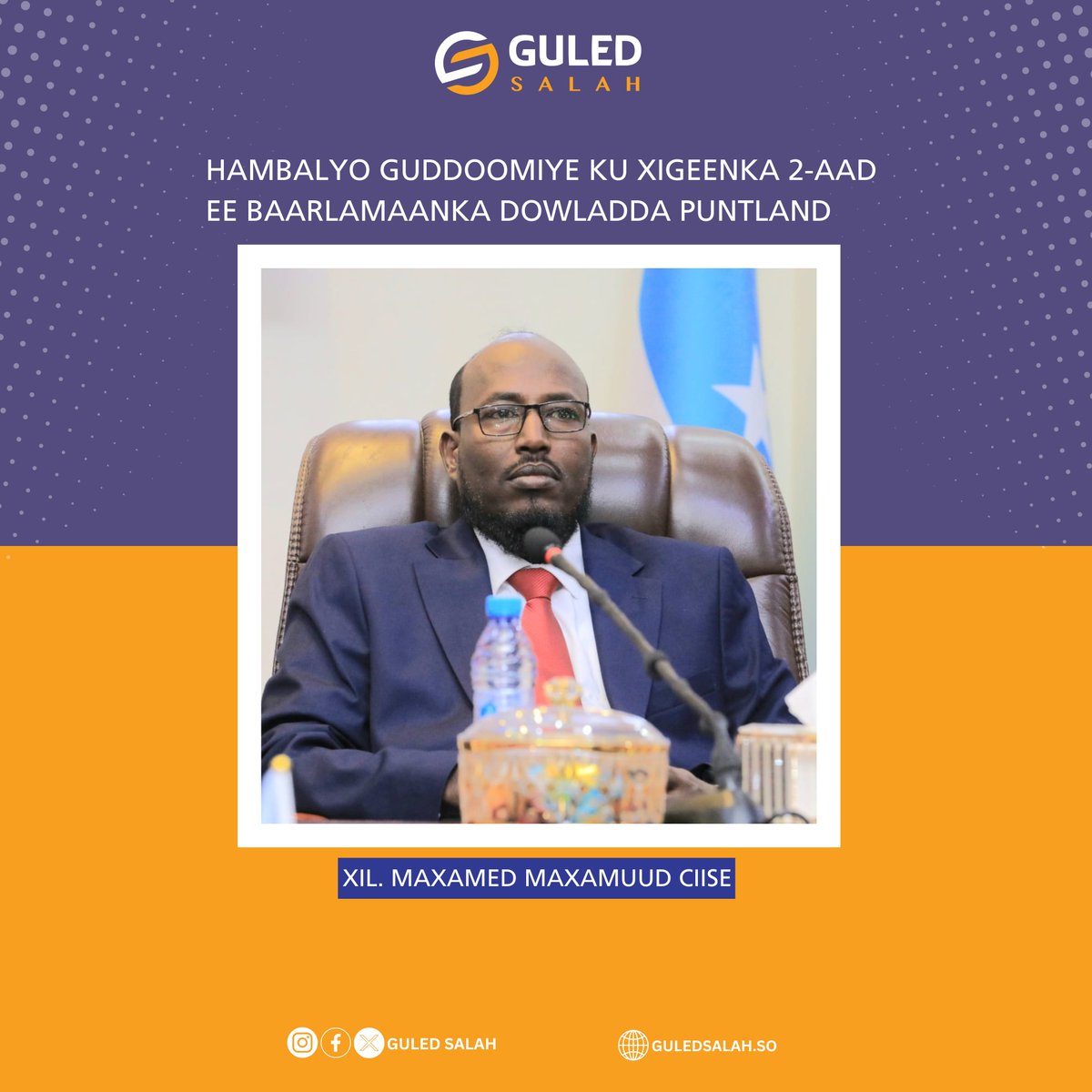 GuledforPL2024's tweet photo. #Puntland presidential candidate Dr. Guled Salah congratulated Mohamed Mohamoud Ise, who has been elected as the new Second Deputy Speaker of  Puntland https://t.co/zYgefaf1sw