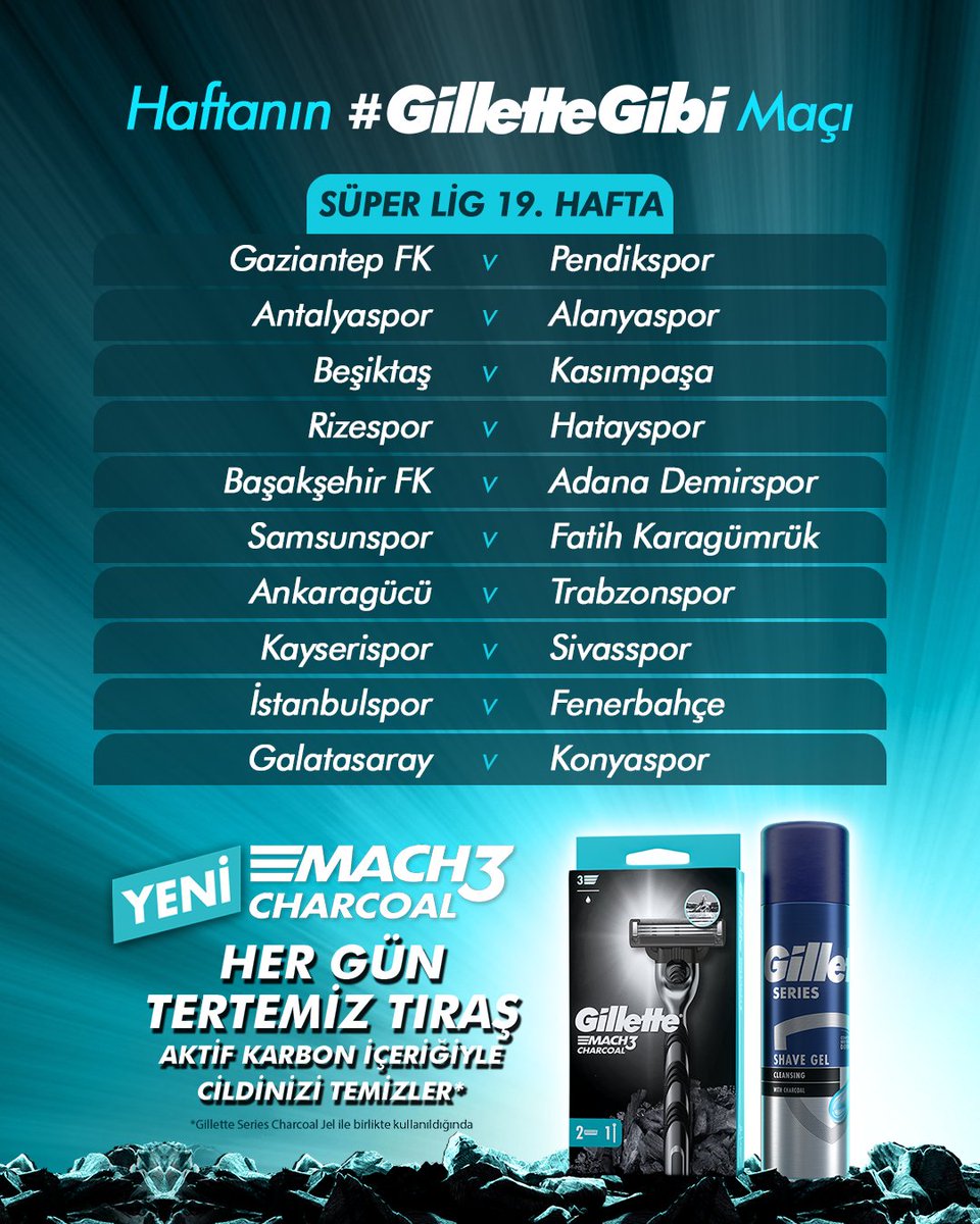 FutbolArena (@futbolarena) on Twitter photo 🔥 Hangi maçta daha çok gol olur? ⚽ Haftanın #GilletteGibi Maçı
✅ Yorum yap ve paylaşımı beğen
✅ <a href="/GilletteTR/">Gillette Türkiye</a> hesabını takip et
🎁 Çekiliş sonucu 5 kişiye Yeni MACH3 CHARCOAL hediye! 🔥 Hangi maçta daha çok gol olur? ⚽ Haftanın #GilletteGibi Maçı
✅ Yorum yap ve paylaşımı beğen
✅ <a href="/GilletteTR/">Gillette Türkiye</a> hesabını takip et
🎁 Çekiliş sonucu 5 kişiye Yeni MACH3 CHARCOAL hediye!