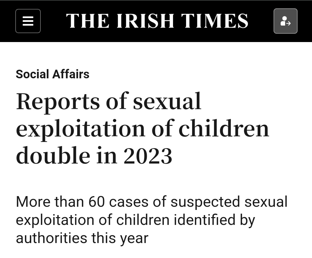 Mick_O_Keeffe's tweet photo. The number of reports of children being sexually exploited in Ireland doubled in 2023. 

Never forget, Minister for Children Roderic O Gorman deleted files relating to this abuse. 

#IrelandisFull https://t.co/hUXXGoYyEa